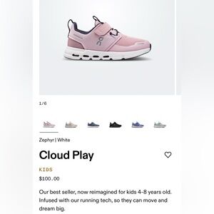 ON CLOUD Play Kids Zephyr (Pink) White Sz 1.5 Orig $100